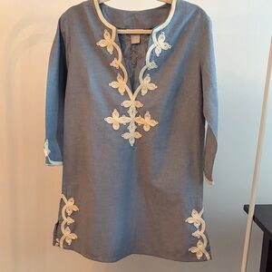 Joe Fresh Embroidered Cotton Tunic Dress | Resort / Beach Cover-Up | S
